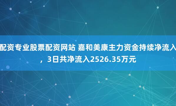 配资专业股票配资网站 嘉和美康主力资金持续净流入，3日共净流入2526.35万元